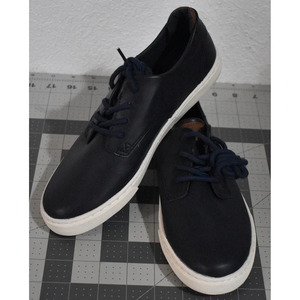 Polo Ralph Lauren Thurston Navy Blue Faux Leather Sneakers Kids 5 RF101478